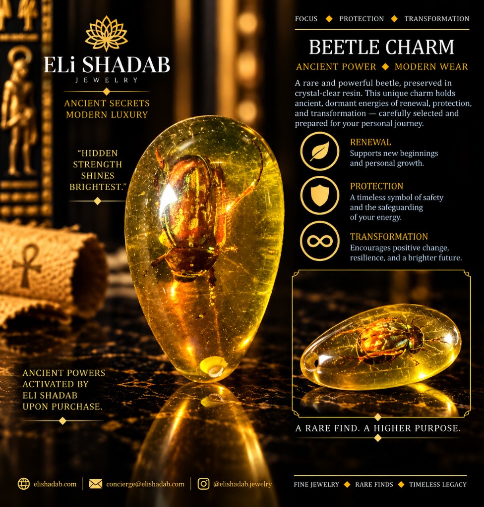 Beetle Charm by Eli Shadab — golden beetle in crystal resin