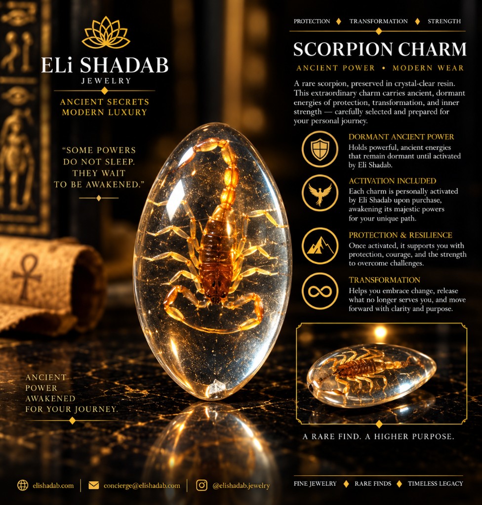 Scorpion Charm by Eli Shadab — scorpion preserved in crystal resin